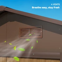 Outsunny 8 x 6ft Metal Garden Shed, House Hut Gardening Tool Storage with Ventilations, Sliding Door, Sloped Roof for Garden, Patio, Brown(m-8)