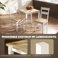 HOMCOM Stół jadalny z drewna kauczukowego, dla maksymalnie 4 osób, z antypoślizgowymi podkładkami, naturalne drewno(m-6)