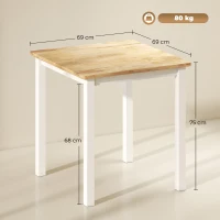 HOMCOM Stół jadalny z drewna kauczukowego, dla maksymalnie 4 osób, z antypoślizgowymi podkładkami, naturalne drewno(m-3)