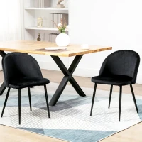 HOMCOM Lot de 2 chaises salle à manger chaise de cuisine scandinave chaise en velours rembourrée avec pieds effilés en métal(m-8)