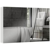 kleankin Armario Mueble de Baño con 3 Puertas de Espejo y Estantes Ajustables en Madera 90x13.5x60 cm, Blanco(m-5)