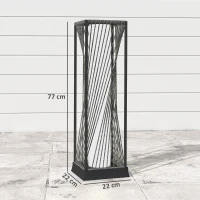 Outsunny Lámpara de Jardín de Ratán Sintético con Luces LED Encendido y Apagado Automático Impermeable 22x22x77 cm Gris(m-3)