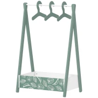 AIYAPLAY Baby Clothing Rack with Hangers, Storage Shelf for Bedroom, Leaf Theme, for Ages 3-6, Green(m-11)