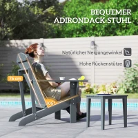 Outsunny Adirondack-Gartenstuhl mit Becherhalter Gartenliege Balkonstuhl Massivholz Dunkelgrau 95 x 72 x 93 cm(m-4)