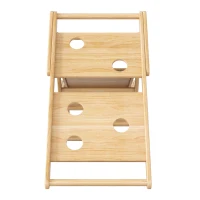 Structure d'escalade multifonctionnelle 8-en-1 en bois, Transformations de formes polyvalentes, avec toboggan, module d'escalade, bateau à bascule et tente, 140x58x142 cm, Couleur naturelle(m-13)