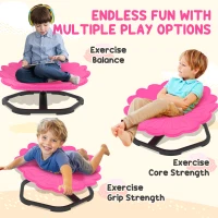 AIYAPLAY Flower-Shaped Sensory Spinning Chair with Non-Slip Base for Balance/Coordination, Pink(m-6)