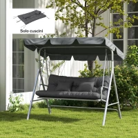 Outsunny Set 4 Cuscini da Giardino per Schienale e Seduta con Imbottitura, in Poliestere, Grigio Carbone(m-2)