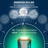 Outsunny Lámpara de Jardín de Ratán Sintético con Luces LED Encendido y Apagado Automático Impermeable 22x22x77 cm Gris(m-4)