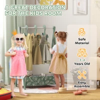 AIYAPLAY Baby Clothing Rack with Hangers, Storage Shelf for Bedroom, Leaf Theme, for Ages 3-6, Green(m-7)