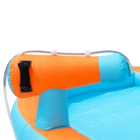 Château gonflable multifonctionnel avec toboggan aquatique, trampoline, panier de basket et pistolet à eau, pour utilisation sèche et humide, 460x343x190 cm, Orange(m-9)