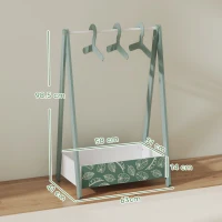 AIYAPLAY Baby Clothing Rack with Hangers, Storage Shelf for Bedroom, Leaf Theme, for Ages 3-6, Green(m-3)