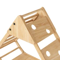 Structure d'escalade multifonctionnelle 8-en-1 en bois, Transformations de formes polyvalentes, avec toboggan, module d'escalade, bateau à bascule et tente, 140x58x142 cm, Couleur naturelle(m-8)