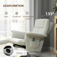 HOMCOM Massagesessel mit Hocker, neigbare Lehne, 78 x 95 x 88 cm, Creme(m-5)