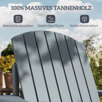 Outsunny Adirondack-Gartenstuhl mit Becherhalter Gartenliege Balkonstuhl Massivholz Dunkelgrau 95 x 72 x 93 cm(m-6)