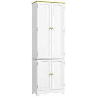 HOMCOM Freestanding 4-Door Kitchen Cupboard, Storage Cabinet Organizer with 4 Shelves, 183cm, White