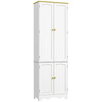 HOMCOM Freestanding 4-Door Kitchen Cupboard, Storage Cabinet Organizer with 4 Shelves, White(m-1)