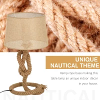 HOMCOM Nautical Style Table Lamp with Fabric Lampshade, Metal Frame Power Switch, 54cm Home Desk Lamp, E27 Base, for Bedroom, Living Room, Study, Beige(m-4)