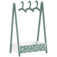 AIYAPLAY Baby Clothing Rack with Hangers, Storage Shelf for Bedroom, Leaf Theme, for Ages 3-6, Green(m-1)