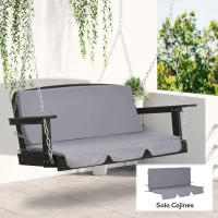 Outsunny Cojín para Balancín de 2 Piezas Cojín de Asiento y Respaldo para Jardín Terraza Exterior130x45x5 cm Gris(m-2)