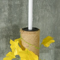 PawHut 242cm Adjustable Floor-To-Ceiling Cat Tree, with Artificial Decoration, Perches, Anti-Slip Kit - Yellow(m-10)