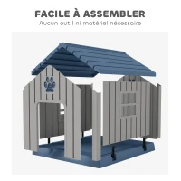 PawHut Niche pour chien extérieur maison chien extérieur bouches d'aération et plancher suréleveé 85 x 79 x 82 cm bleu(m-7)