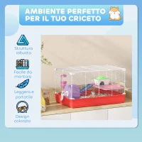 PawHut Gabbia per Criceti a 2 Livelli in Metallo e PP con Casetta, Serbatoio dell'acqua e Ruota, 47x30x27 cm(m-7)