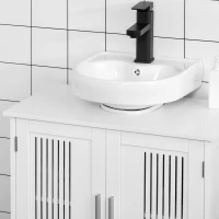 kleankin Modern Under Sink Cabinet with 2 Doors, Bathroom Vanity Unit, Pedestal Under Sink Design, Storage Cupboard with Adjustable Shelves, White(m-12)