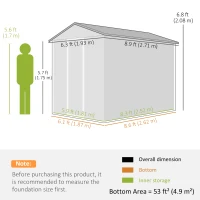 Outsunny 9x 6FT Metal Outdoor Garden Shed, Galvanised Tool Storage Shed w/ Sloped Roof, Lockable Door for Patio Lawn, Green(m-3)