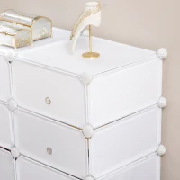 HOMCOM Schuhschrank, Regal mit Aufbewahrungsboxen, Kleiderschrank, Kunststoff, Stahl, Weiß, 75 x 37 x 73 cm(m-7)