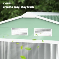 Outsunny 7 x 4ft Metal Garden Shed, Outdoor Storage Tool House with Ventilation Slots, Foundation Kit and Lockable Double Doors, Light Green(m-8)