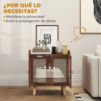 PawHut Mueble Arenero para Gatos Mesa Auxiliar con Puertas con Esteras de Sisal para Salón Dormitorio 55x43x59,6 cm Marrón(m-5)