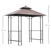 Outsunny 2.5 x 1.5m BBQ Tent Canopy Patio Outdoor Awning Gazebo Party Sun Shelter - Coffee(m-3)