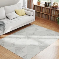 HOMCOM Modern Area Rug, Geometric Pattern Non-Slip Washable Rug, Soft Floor Carpet for Living Room, Bedroom, Dining Room, Home Office, 170 x 120 cm, Grey(m-2)