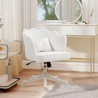 HOMCOM Velvet-Feel Petal Back Office Chair - White(m-2)