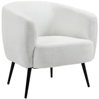 HOMCOM Fauteuil design en tissu effet laine bouclée avec accoudoirs pieds métal noir pour chambre salon 72 x 73 x 73 cm blanc(m-9)