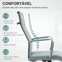 Vinsetto Cadeira de Escritório Giratoria 360° Inclinável com Altura Ajustável Rodas Apoio de Braços 54x62x104-114 cm Cinzento Claro(m-4)