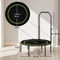 SPORTNOW 40" Foldable Fitness Trampoline Rebounder with Handle, Green(m-3)