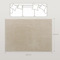 HOMCOM Teppich Wohnzimmer 160x230 cm Waschbar in Waschmaschine Langer Flor Moderner Stil Teppich für Wohnzimmer Schlafzimmer Creme(m-3)