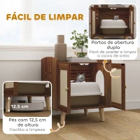 PawHut Móvel Caixa de Areia para Gatos com Tapetes de Sisal Pés de Madeira 55x43x59,6 cm Castanho Rústico(m-7)