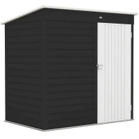 Outsunny 6 x 4ft Metal Garden Storage Shed, Outdoor Tool Storage Shed with Lockable Door and Gloves for Garden, Patio, Dark Grey(m-1)