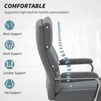 HOMCOM Executive Office Chair, Linen Fabric Computer Desk Chair with Double-Layer Back Cushion, Tilt Function, Height Adjustable for Home, Charcoal Grey(m-4)