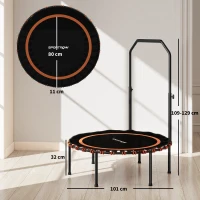 SPORTNOW 40" Foldable Fitness Trampoline Rebounder with Handle, Orange(m-3)