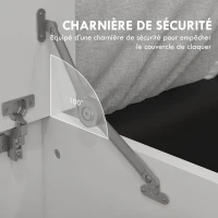 HOMCOM Coffre de rangement, banc de rangement avec couvercle rabattable et charnières de sécurité, 80 x 40 x 40 cm, blanc(m-5)