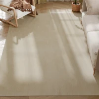 HOMCOM Teppich Wohnzimmer 160x230 cm Waschbar in Waschmaschine Langer Flor Moderner Stil Teppich für Wohnzimmer Schlafzimmer Creme(m-6)