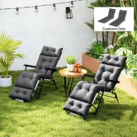 Outsunny Set of Two 190 x 56cm Sun Lounger Cushions - Dark Grey(m-2)