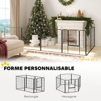 PawHut Parc pour chien, enclos chien 6 panneaux modulable et pliable, portable en acier avec porte 80 x 80 gris(m-4)