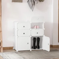 HOMCOM Armadio Scarpiera Salvaspazio, Scarpiera da Ingresso in Plastica, Armadio Modulare per Salotto e Ingressi, Scaffale Portascarpe, Multiuso 75x37x73cm, Bianco(m-2)