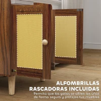 PawHut Mueble Arenero para Gatos Mesa Auxiliar con Puertas con Esteras de Sisal para Salón Dormitorio 55x43x59,6 cm Marrón(m-6)