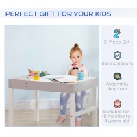 HOMCOM Kids Table and Chair Set, with Storage Space - Grey(m-6)