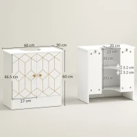 HOMCOM Under Sink Bathroom Cabinet, Under Sink Cabinet with Adjustable Shelf and Open Compartment for Basin with or without Pedestal, 60 x 30 x 60cm, White(m-3)